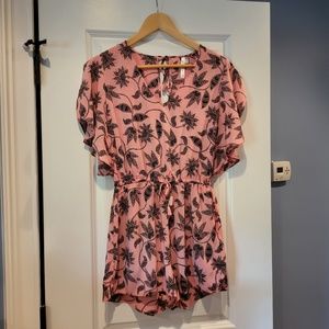 Seafolly Australia V Neck Shorts Romper Pink and Black size XS